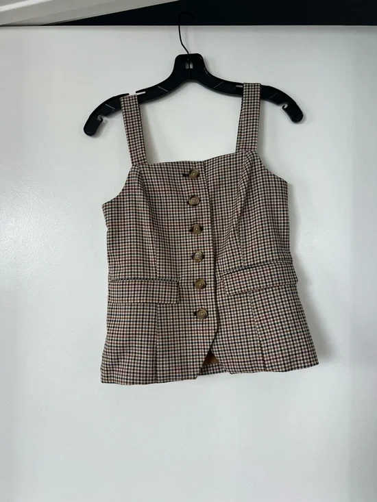 Halogen! Checked Button-Front Tank! - Picture 2 of 4